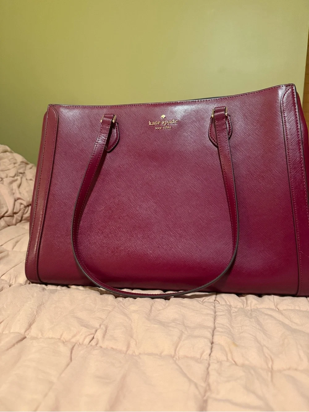 kate spade Magenta Structured Saffiano Leather Tote